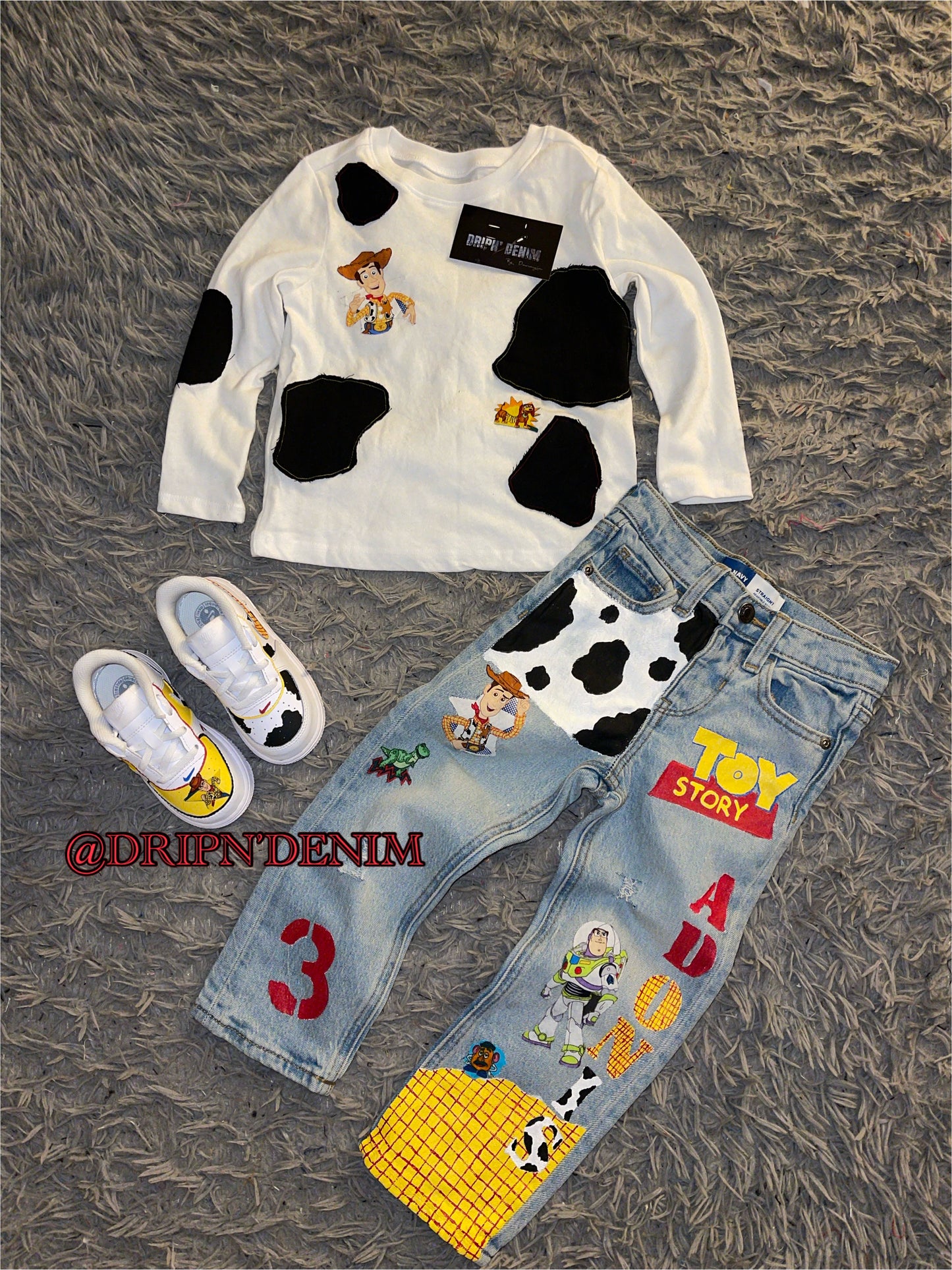 Toddler themed Denim jeans and shirt set *w/o sneakers* *freestyled*