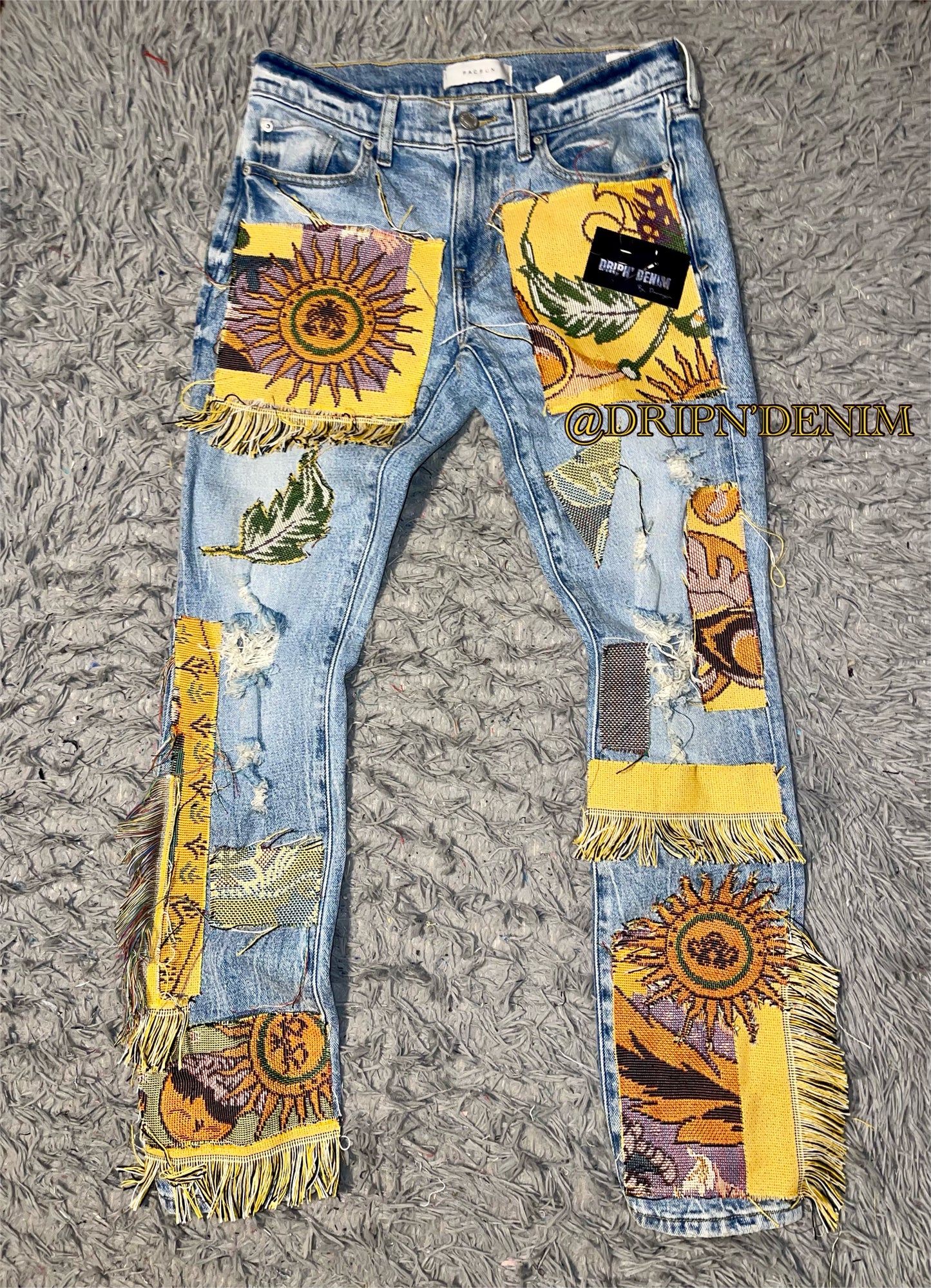 Sun patterned custom tapestry men jeans *freestyled*