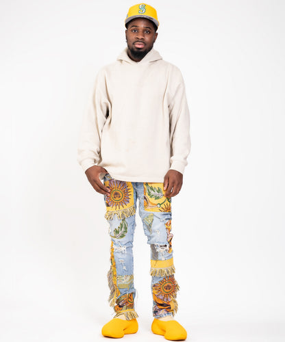 Sun patterned custom tapestry men jeans *freestyled*