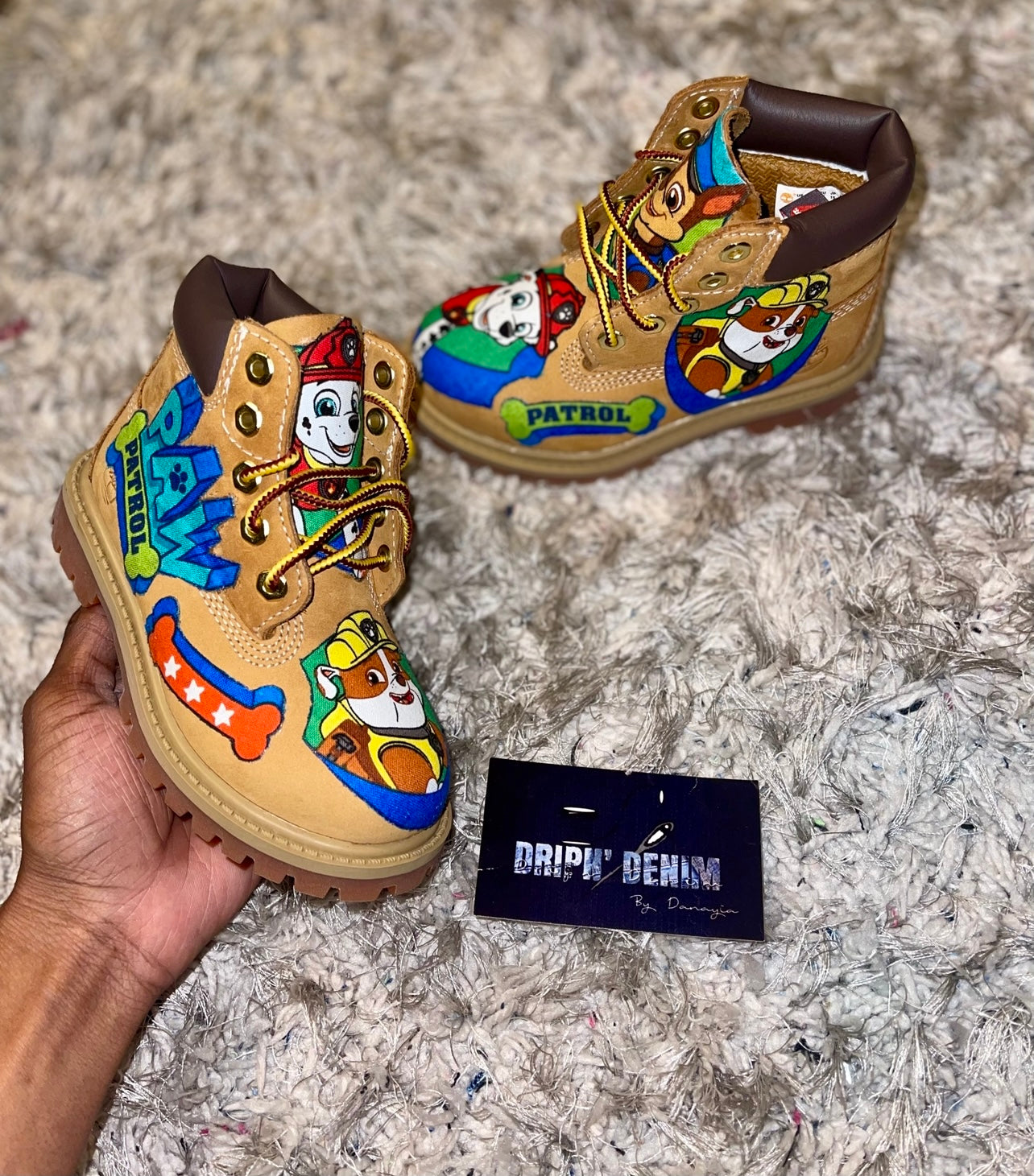 Toddler themed timberland boots *freestyled*