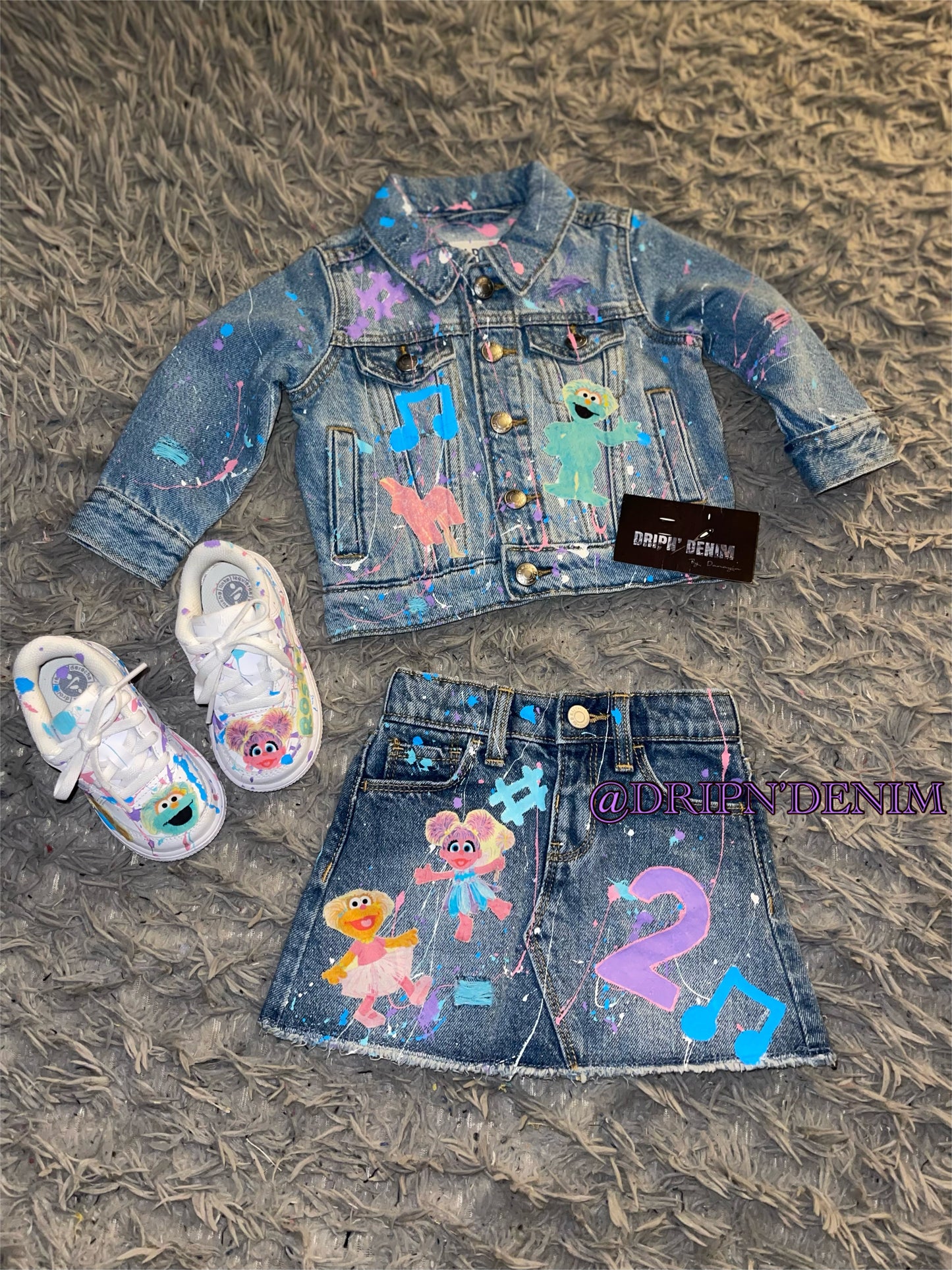 Toddler themed 2 piece Denim skirt set *w/o sneakers* *freestyled*